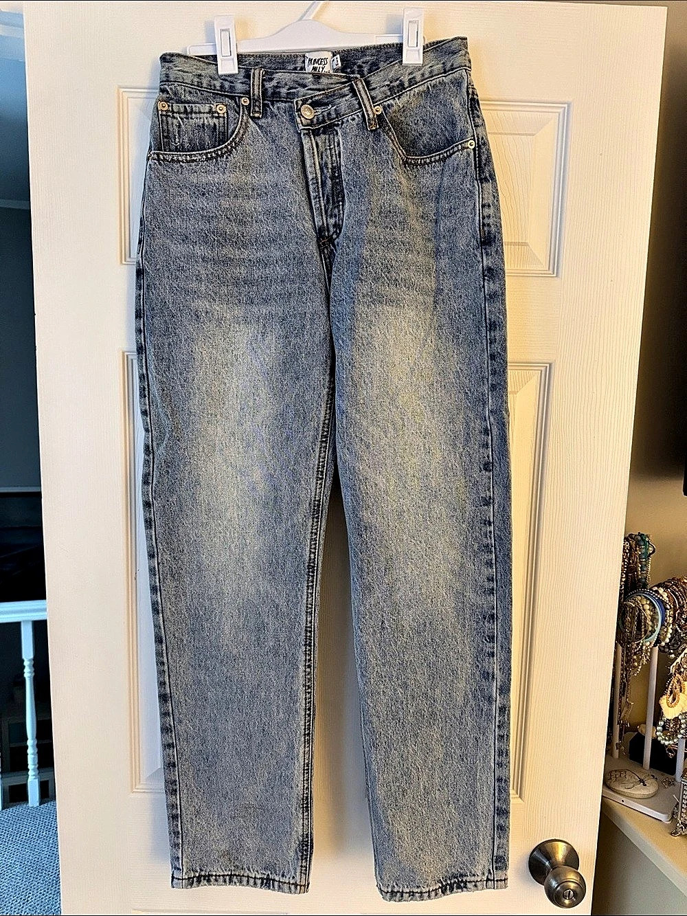 Princess Polly Holly Asymmetric Straight Leg Jean Jeans Blue XS (2)
